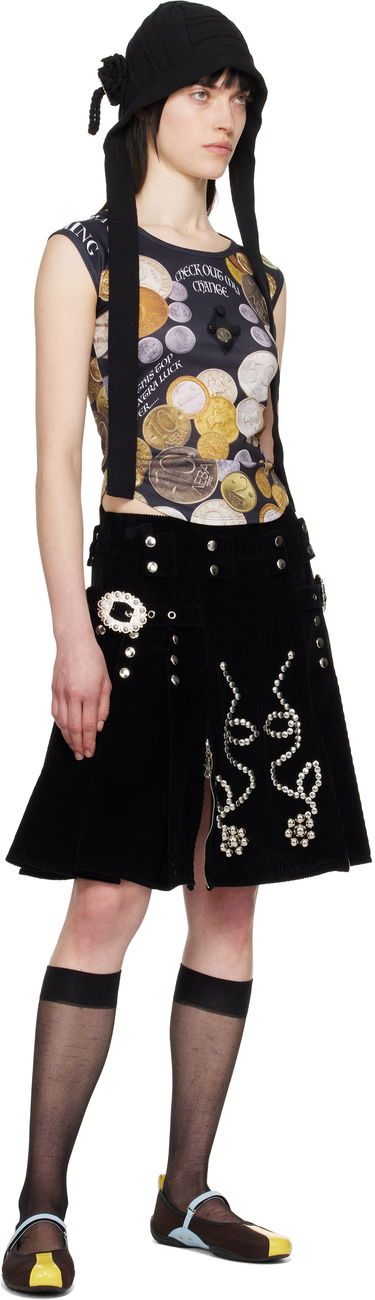 Sukňa Chopova Lowena Chopova Lowena Corduroy Miniskirt with Metal Accents Čierna | 3246, 3