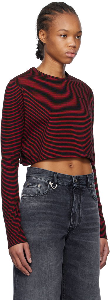 Crop Top We11done We11done Striped Cropped Longsleeve T-Shirt Červená | WD-TT0-25-716-W-BK, 1