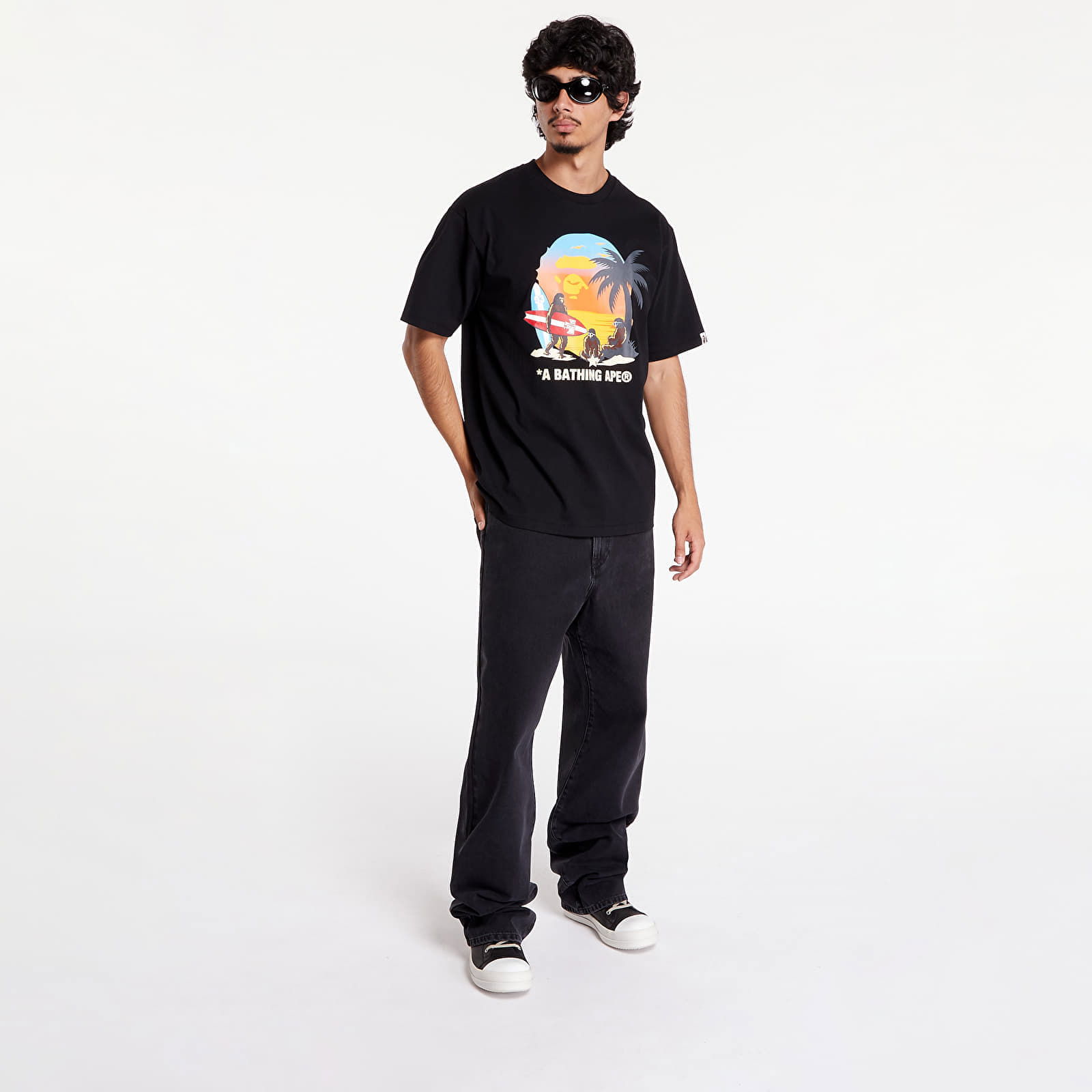 A BATHING APE Sunset Beach Ape Head Tee M Black