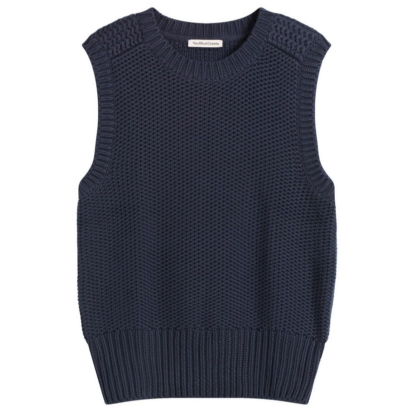Vesta YMC YMC Coda Knitted Vest, Size Small Navy | P8ZAM-40