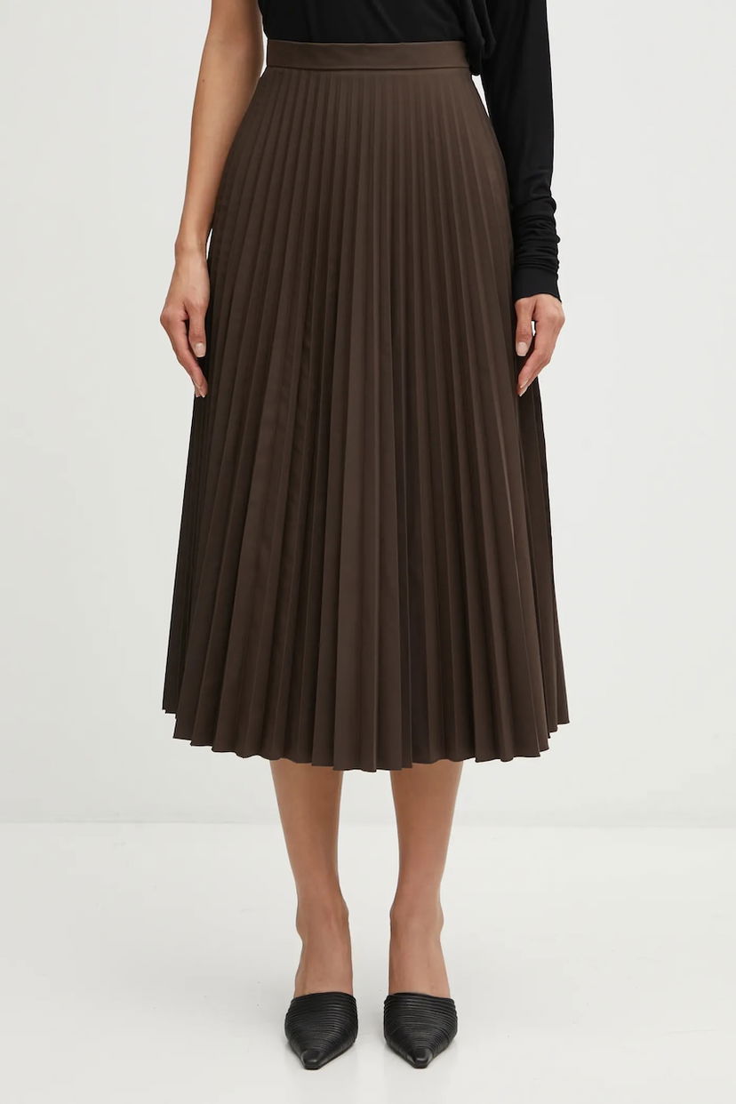 Sukňa Maison Margiela MM6 Maison Margiela Pleated Midi A-line Skirt Hnedá | S62MA0096.M35609.143