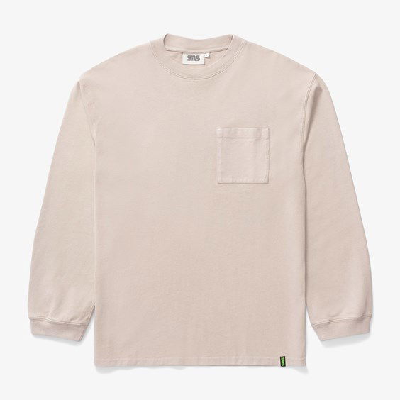 Tričko SNS Washed Long Sleeve Pocket Tee Béžová | SNS-1193-0200