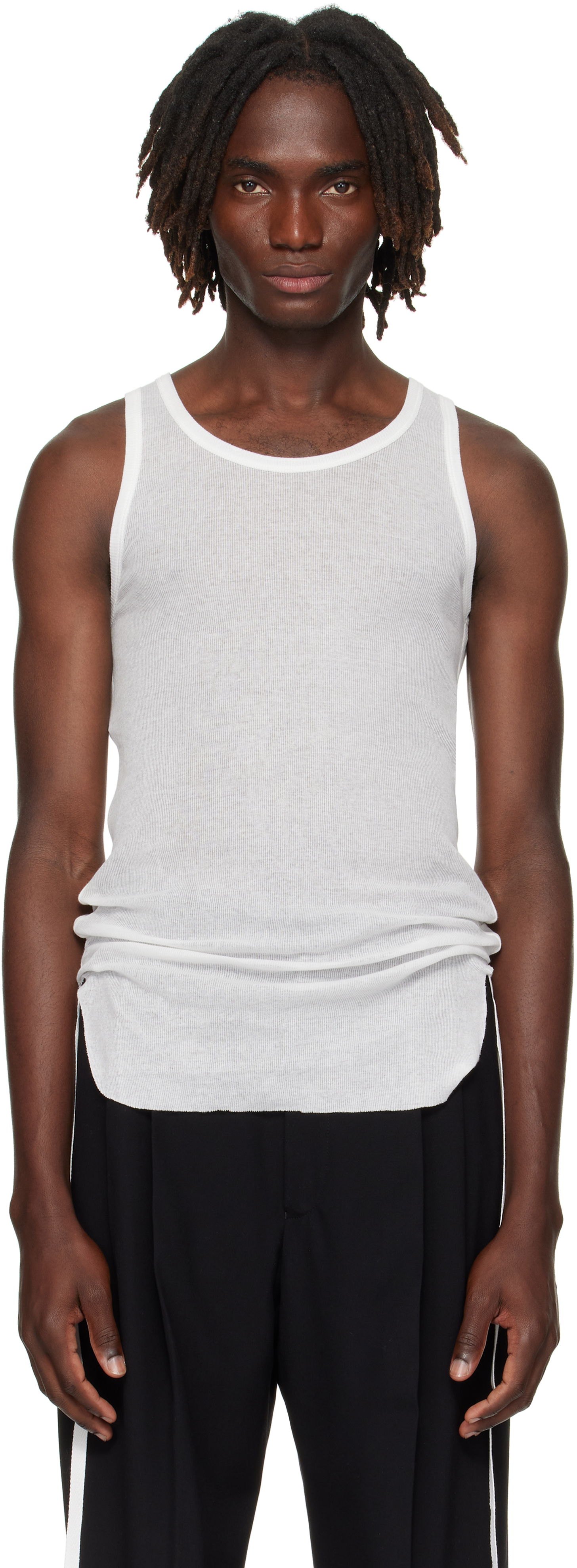 Tielko Ann Demeulemeester Ann Demeulemeester Boris Wrinkled Cropped Tank Top Biela | B0011785-FA434-002, 0