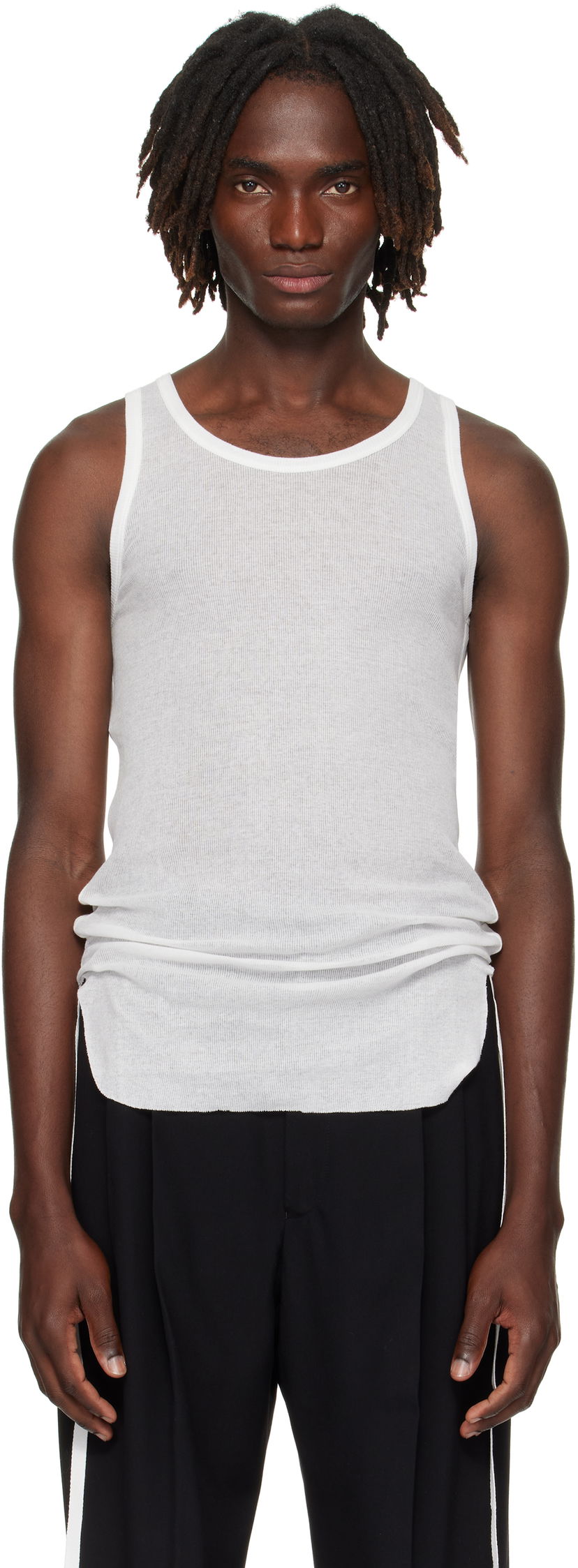 Tielko Ann Demeulemeester Ann Demeulemeester Boris Wrinkled Cropped Tank Top Biela | B0011785-FA434-002