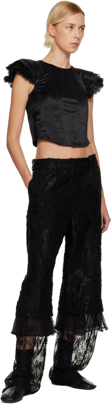 Crop Top Collina Strada Ava Cropped Bustier Top with Ruffled Cap Sleeves Čierna | XX3307, 3