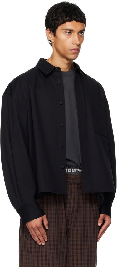 Košeľa Alexander Wang Alexander Wang Boxy Cropped Long Sleeve Shirt Čierna | 6WC3251092, 1