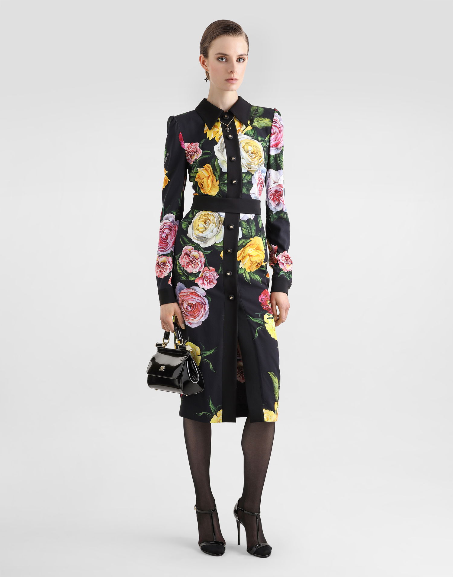 Šaty Dolce & Gabbana Dolce & Gabbana Peony and Rose Print Cady Shirt Dress Rôznofarebný | F6TLDTFSRPHHN5IY, 1