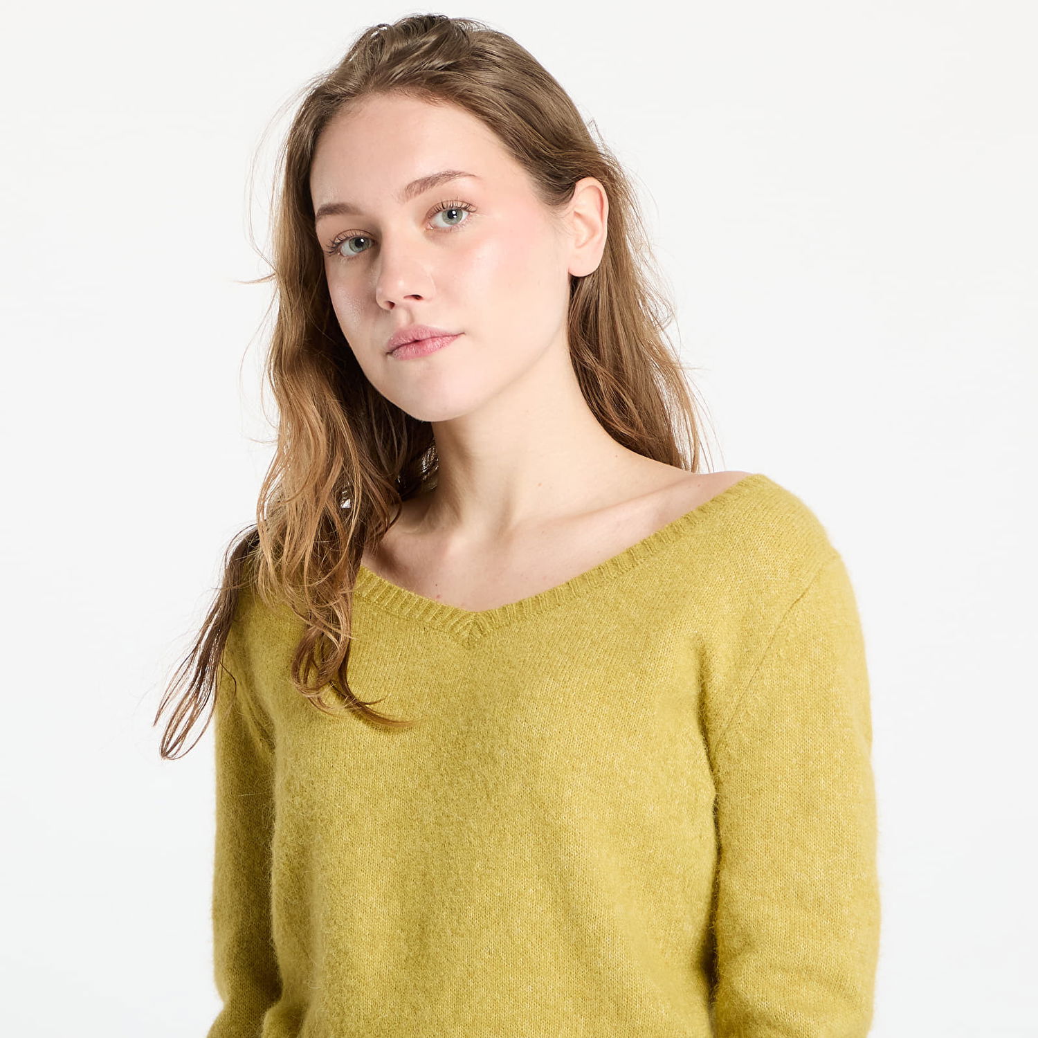 Sveter CALVIN KLEIN Calvin Klein Jeans Women's Fluffy Yarn V-Neck Sweater Zelené | J20J224801 LMD, 1