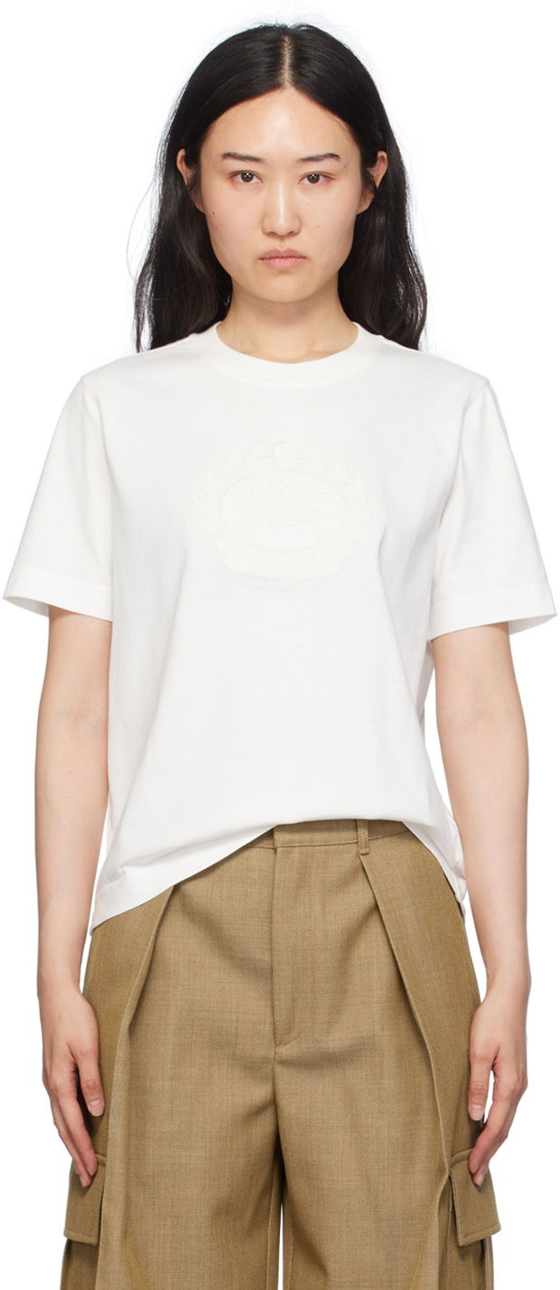 Tričko Burberry Cotton T-Shirt With Logo Embroidery Biela | 8093651, 0