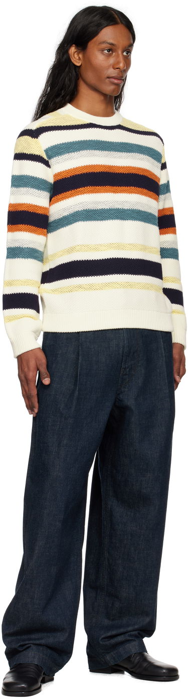 Sveter MAISON KITSUNÉ Maison Kitsuné Comfort Striped Sweater Biela | OM00807KT1129, 3