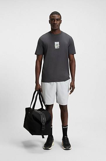 Tričko BOSS Relaxed Fit Stretch Cotton T-Shirt with Photo Print Šedá | 50545869, 1
