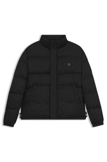 Prešívaná bunda BOSS Water-repellent Puffer Jacket with Jacquard Pattern Čierna | 50549096