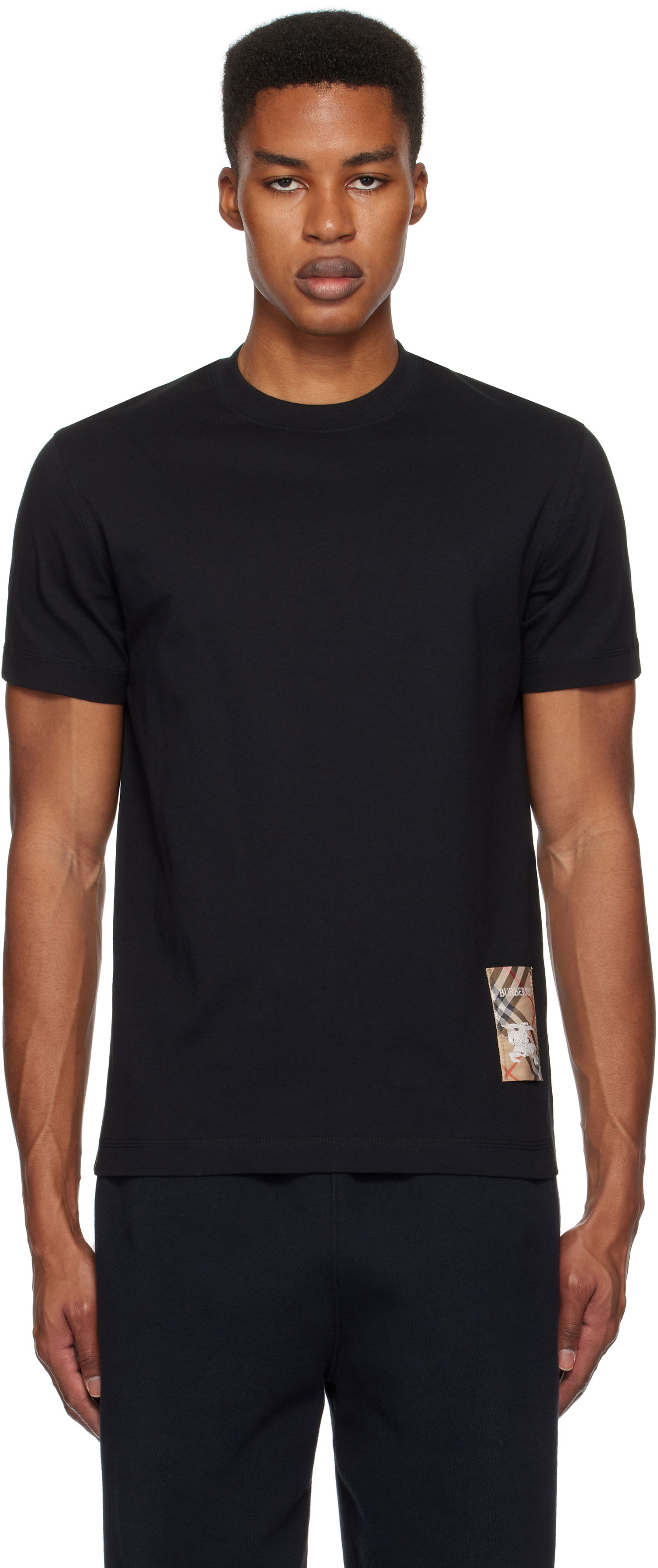 Tričko Burberry Check Label Cotton T-Shirt Čierna | 8104889, 0