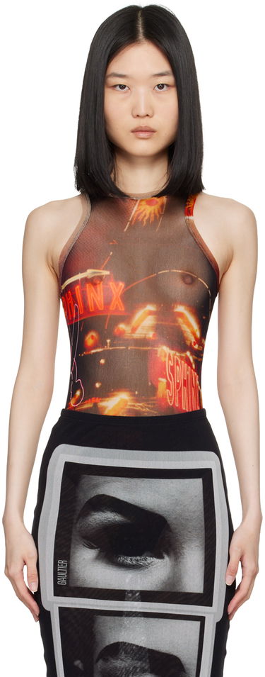 Body Jean Paul Gaultier Jean Paul Gaultier 'The Pigalle' Printed Mesh Bodysuit Hnedá | 24/30-F-BD044-T552-00301550, 0