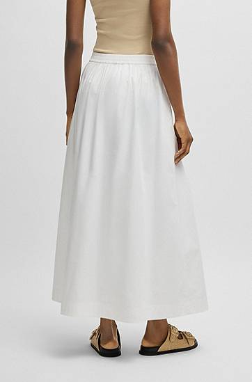 Sukňa BOSS Elastic Waist Cotton Poplin Maxi Skirt Biela | 50543982, 1