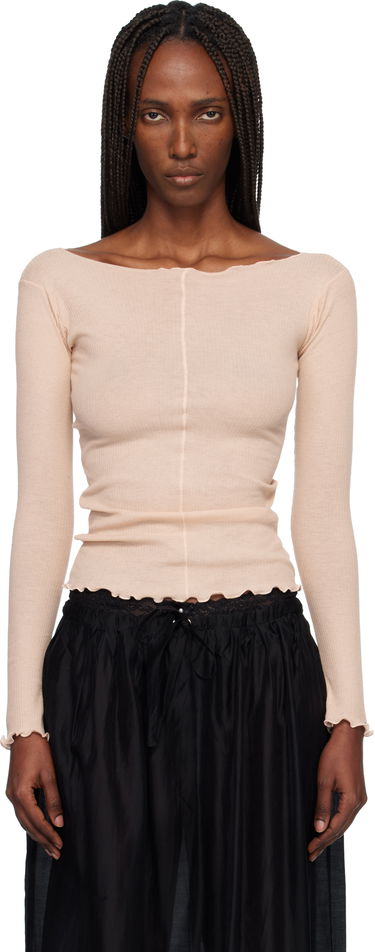 Tričko Baserange Pama Ribbed Lettuce Edge Exposed Seam Long Sleeve T-shirt Béžová | TTPAL-CR-WI25, 0