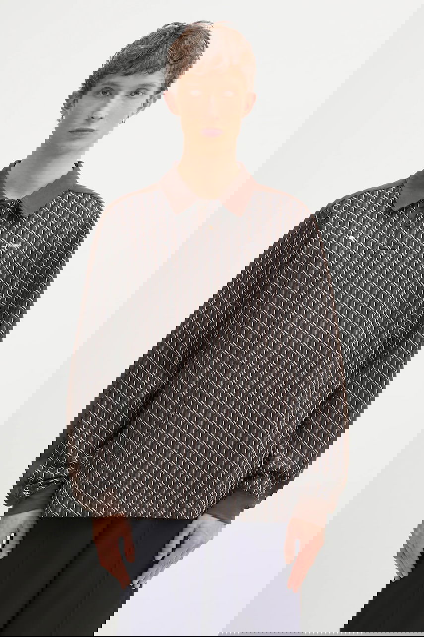 Polo tričko Puma PUMA x JJJJOUND Geometric Pattern Long-Sleeve Polo Shirt Hnedá | 635538, 0