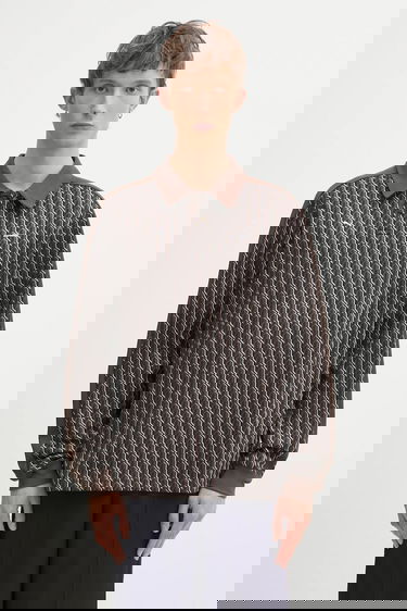 Polo tričko Puma PUMA x JJJJOUND Geometric Pattern Long-Sleeve Polo Shirt Hnedá | 635538, 0