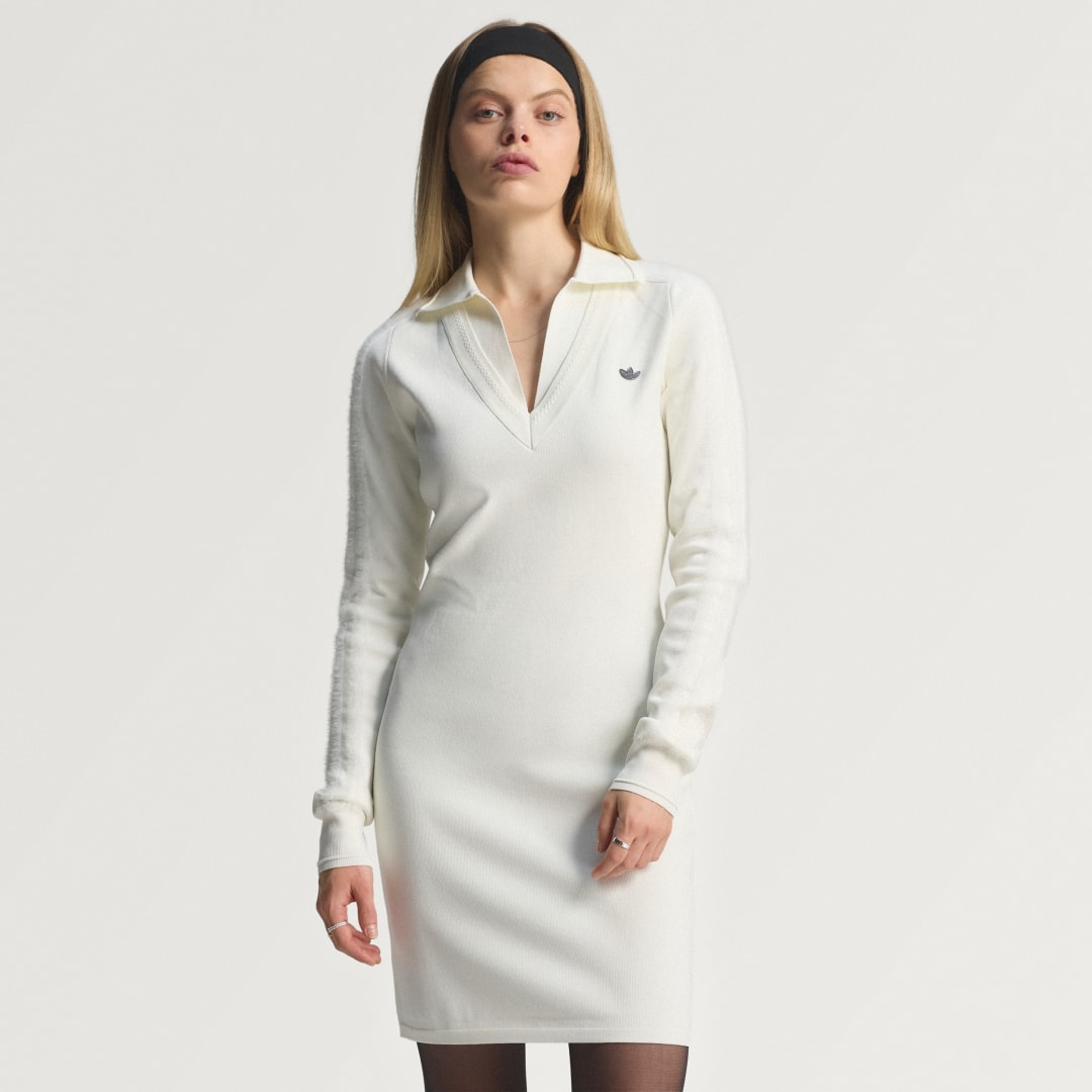 Šaty adidas Performance Long Sleeve Collared Dress Biela | JW7322, 0