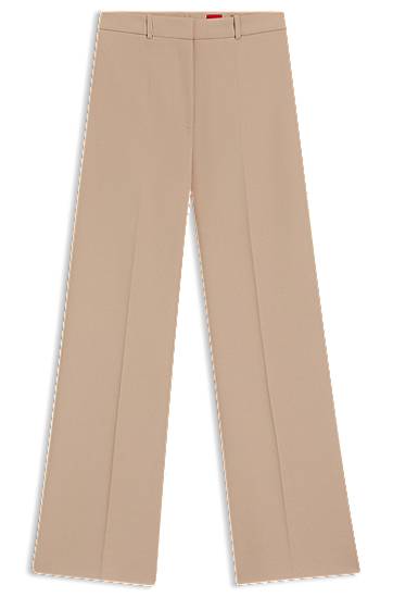 Nohavice BOSS Wide-Leg Regular-Fit Trousers Béžová | 50545533