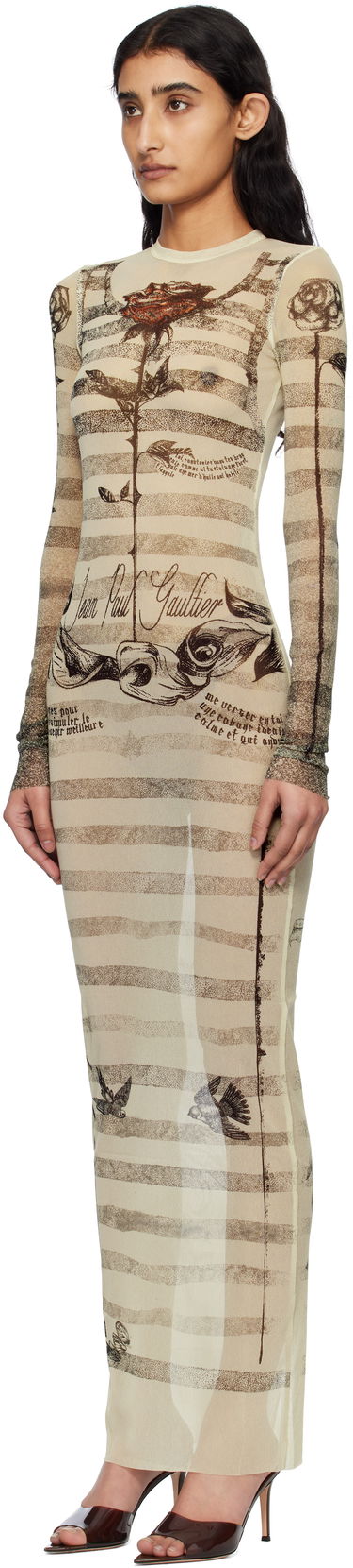 Šaty Jean Paul Gaultier Jean Paul Gaultier Tattoo Marinière Maxi Dress Béžová | 25/34-F-RO396-T585-030030, 3