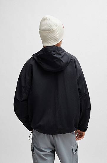 Parka BOSS Hooded Windbreaker with Logo Badge Čierna | 50505432, 1