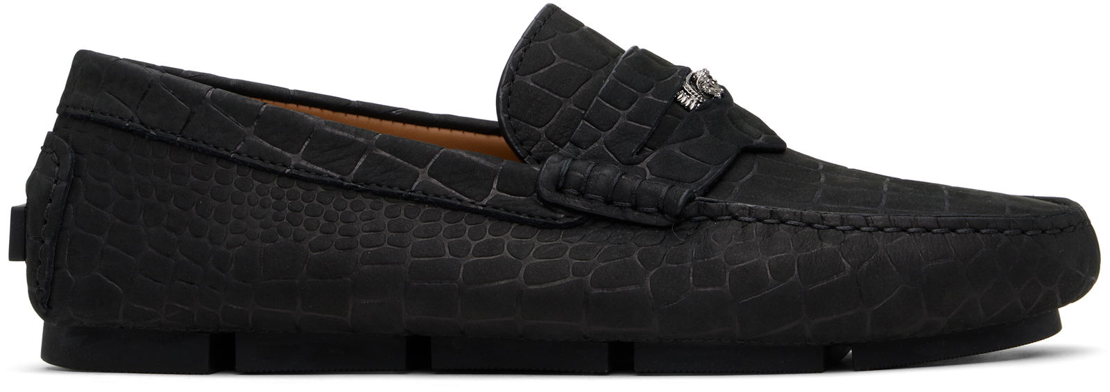 Embossed Leather Driver Loafers