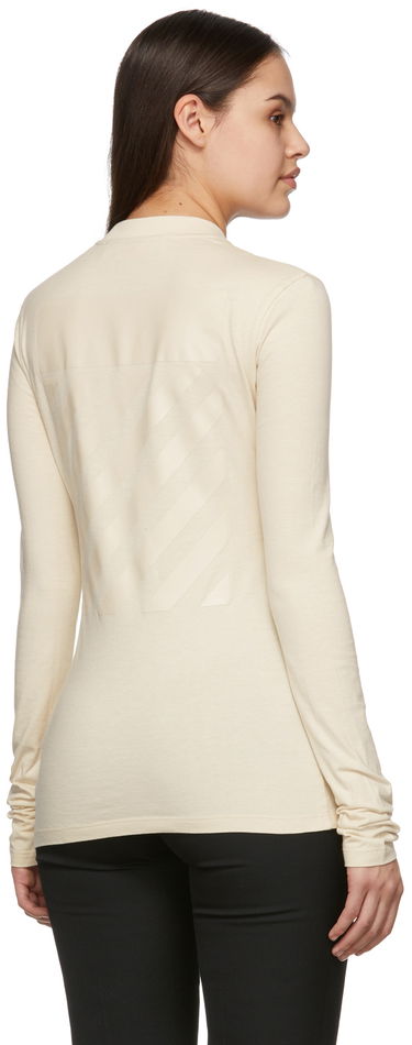 Sveter Off-White Diag Long Sleeve T-Shirt Béžová | OWAB031C99JER0016161, 2