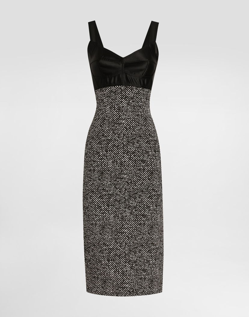 Šaty Dolce & Gabbana Dolce & Gabbana Heavy Crepe and Damier Print Dress Čierna | F6TVSTFSA73HH5QU