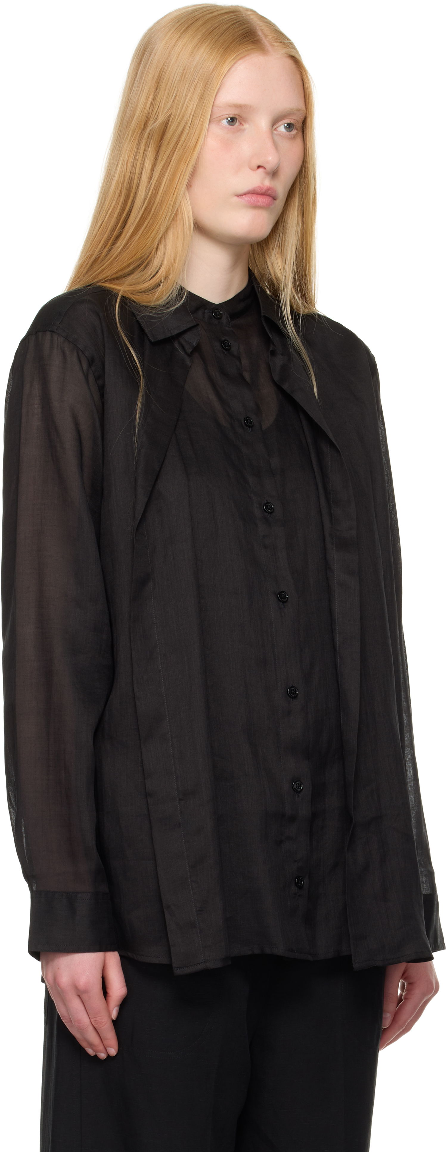 Košeľa TOTEME TOTEME Double Collar Linen Shirt Čierna | 253-WRT0544-FB0434, 1