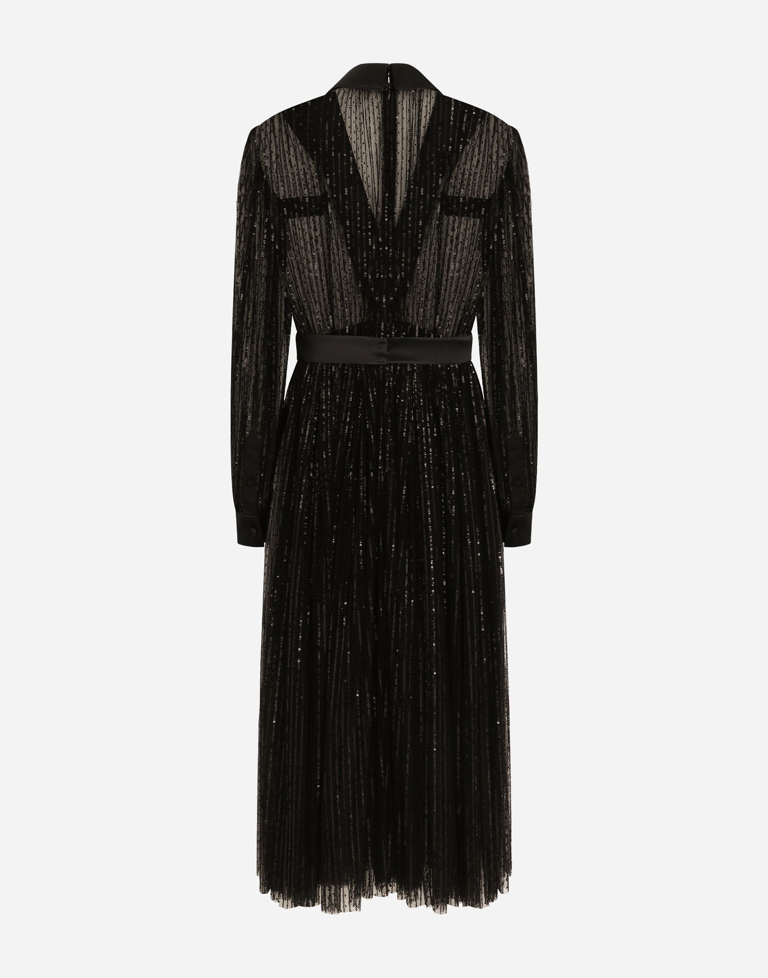 Šaty Dolce & Gabbana Dolce & Gabbana Tulle Tuxedo Shirt Dress with Sequins Čierna | F6JOKTILMA3N0000, 1