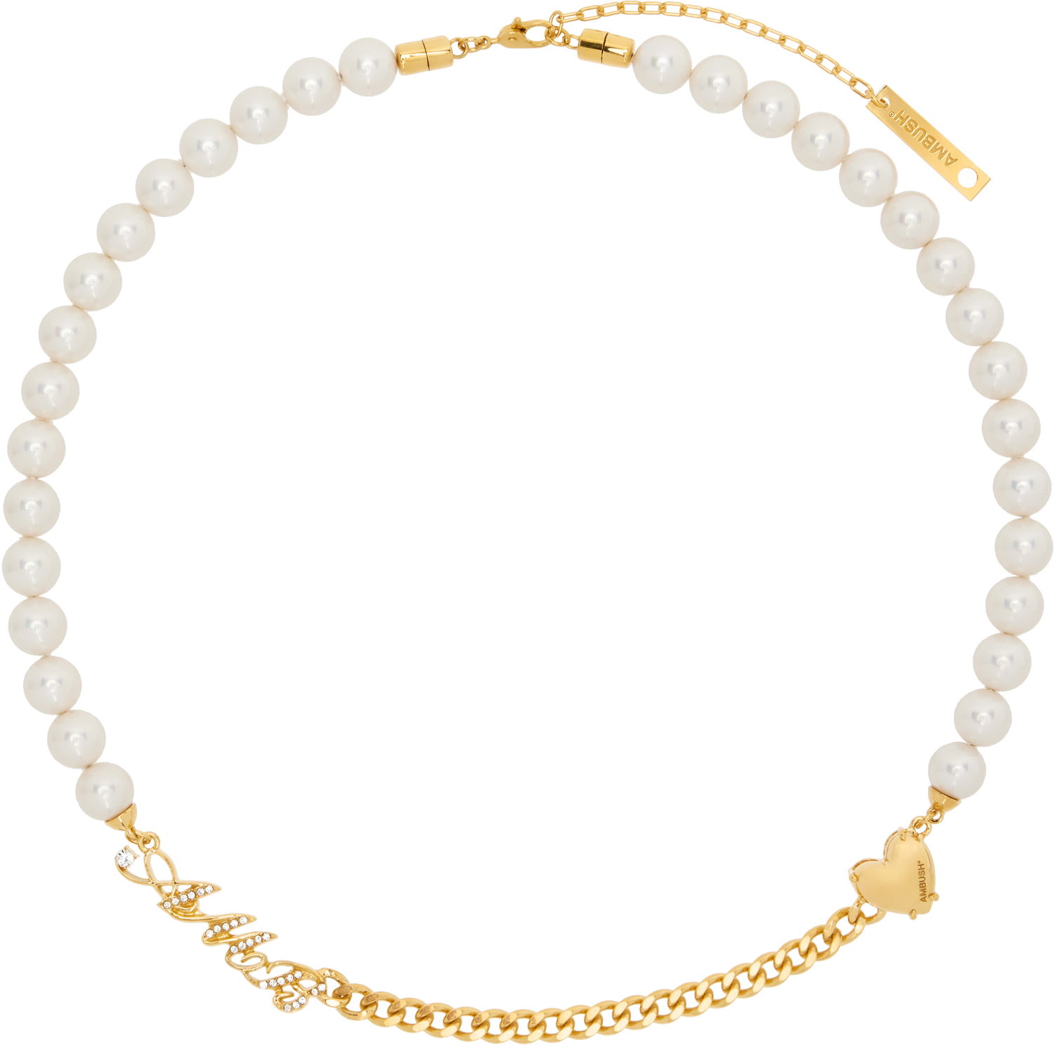 Náhrdelník Ambush AMBUSH Pearl and Chain Mix Necklace Biela | BWOB007F24SIL0017600, 0