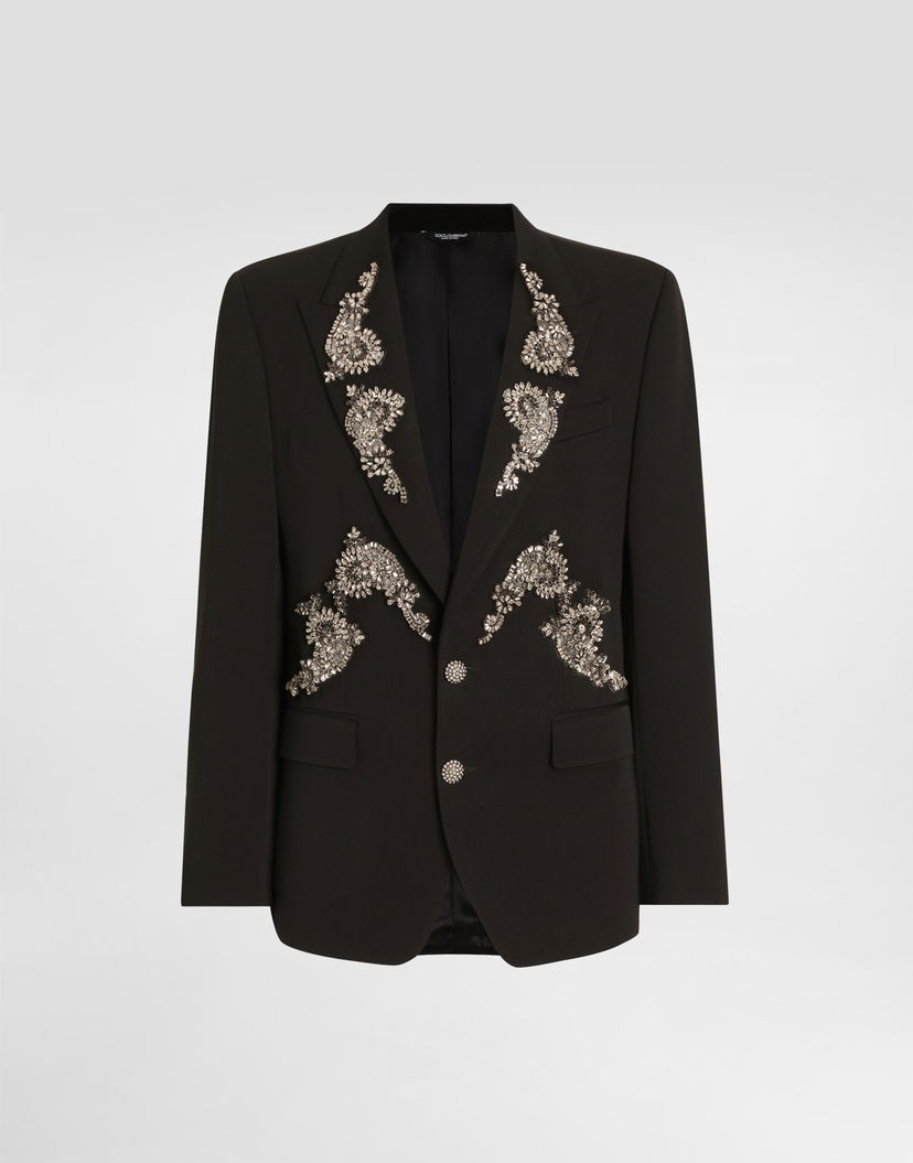 Bunda Dolce & Gabbana Single-breasted Jacket With Jewel Embellishments Čierna | G2QU6ZGK256N0000