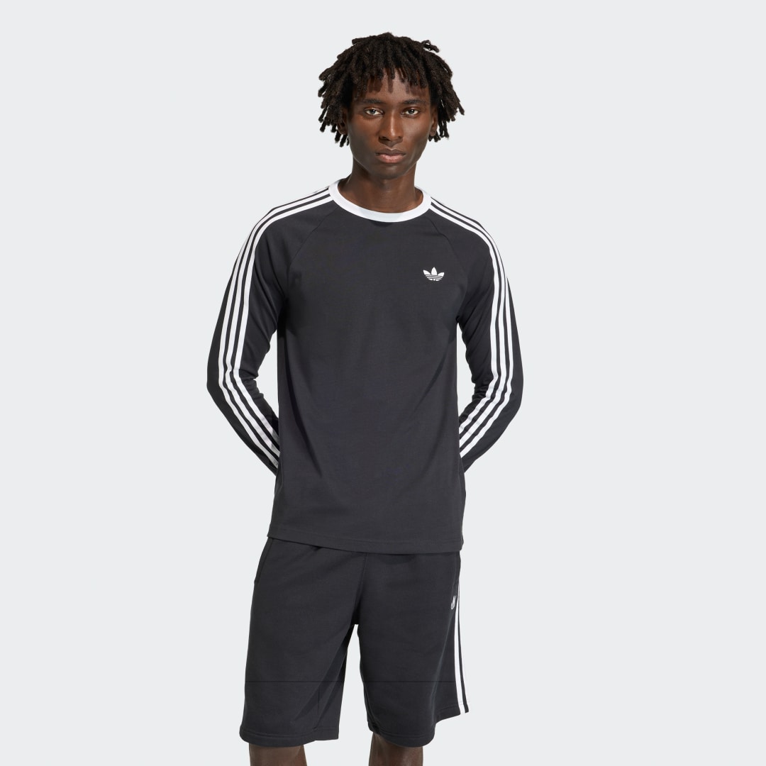 Tričko adidas Performance 3-Stripes Longsleeve Tee Čierna | KE3546, 0