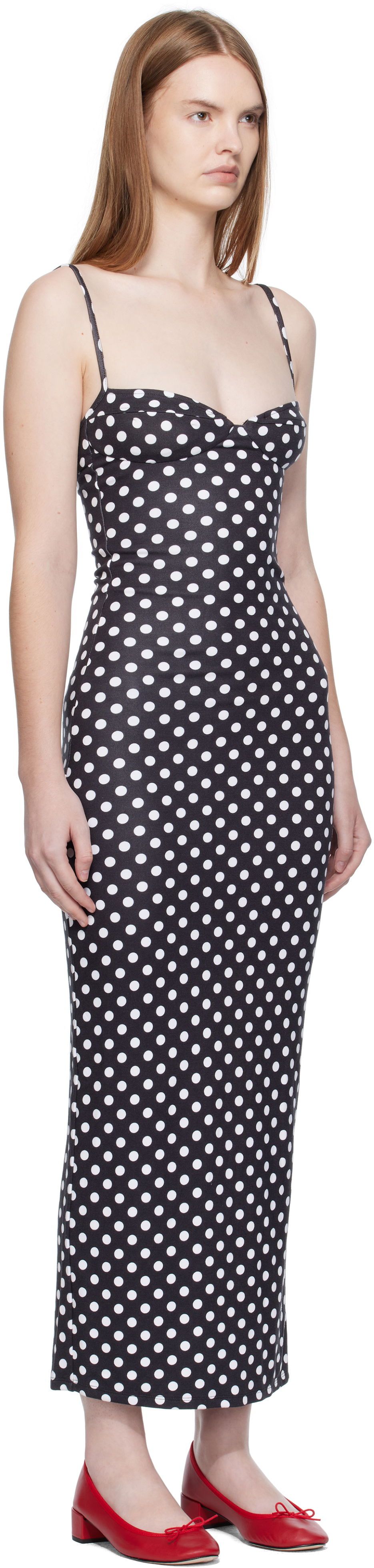 Šaty Miaou Miaou Florence Polka Dot Midi Dress Čierna | 5067HJBBWP, 1