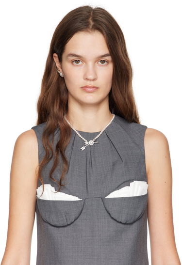 Náhrdelník SHUSHU/TONG SHUSHU/TONG YVMIN Edition Double Arrow Pave Pearl Necklace Biela | 23383SLV00NN, 1