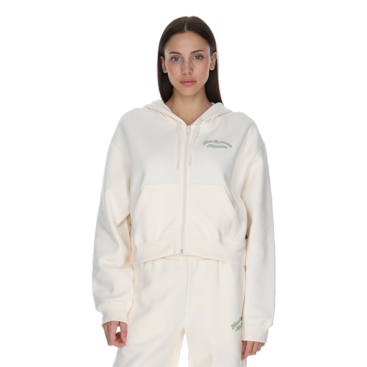 Mikina New Balance Linear Heritage Full-Zip Hooded Sweatshirt Biela | WJ53509-PEF, 0