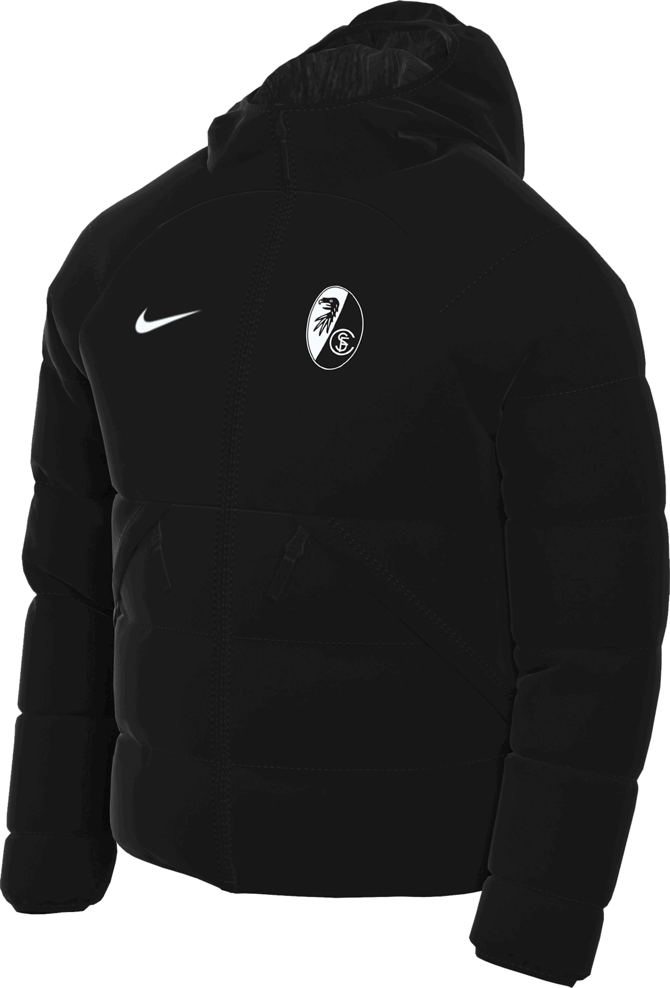 Prešívaná bunda Nike SC Freiburg Hooded Transition Puffer Jacket Čierna | scfdj6310-010, 1