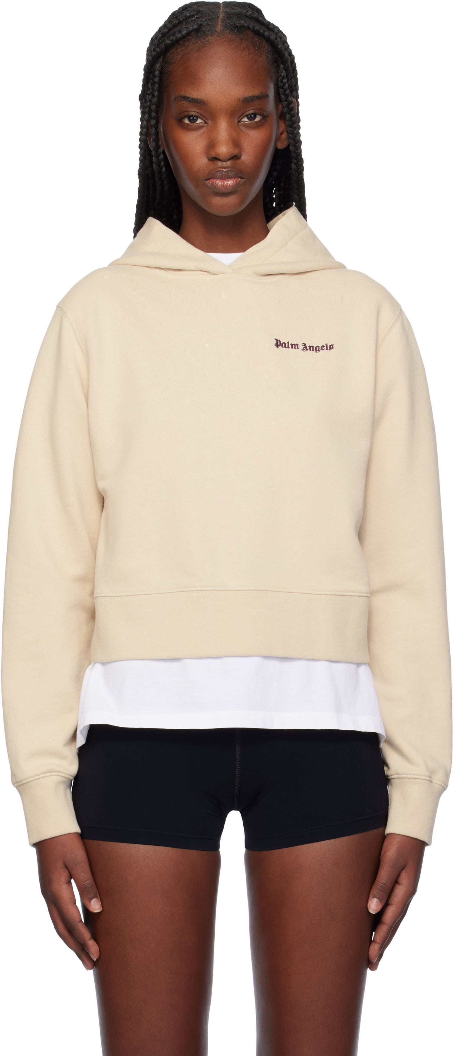 Mikina Palm Angels Classic Logo Fitted Hoodie Béžová | PWBB069F24FLE0036129, 0