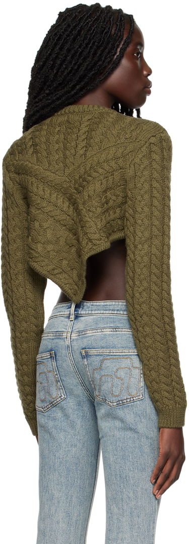Sveter Miaou Miaou Vela Cropped Cable Knit Sweater Zelené | 7060CKOLV, 2