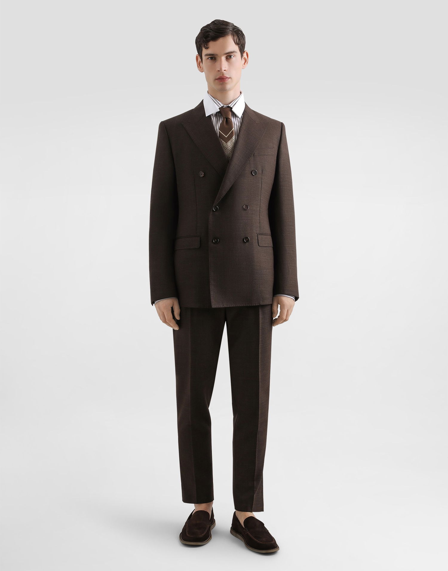 Nohavice Dolce & Gabbana Dolce & Gabbana Wool Cropped Trousers Hnedá | GV4EETFU25ES8230, 1