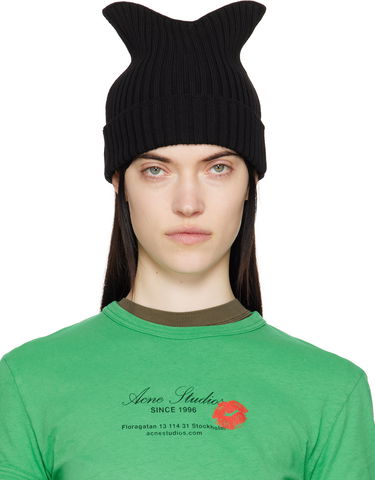 Kulicha Acne Studios Acne Studios Ribbed Square Beanie Čierna | C40396-, 0