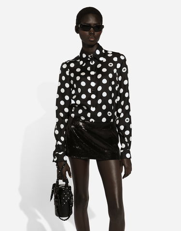 Košeľa Dolce & Gabbana Silk Twill Polka Dot Shirt Čierna | F5S48TIS1VLHNZSW, 3