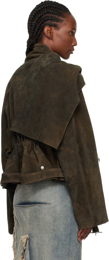Bunda Rick Owens Concordians Cropped Scarf Flight Suede Jacket Hnedá | RO02E4793 LCSI, 2