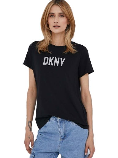 Tričko DKNY Glitter Logo Embellished T-Shirt Čierna | P03ZBDNA