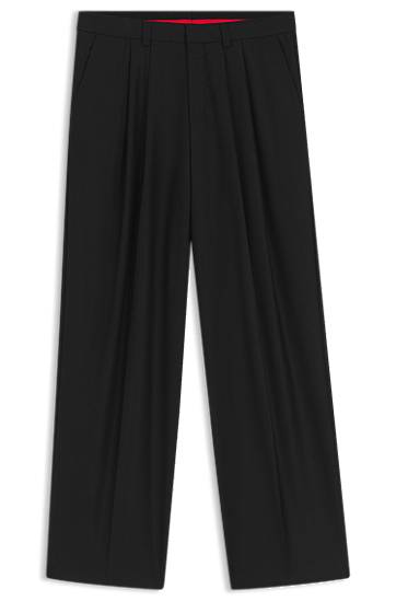 Nohavice BOSS Modern-Fit Wool-Blend Twill Trousers Čierna | 50547242, 0