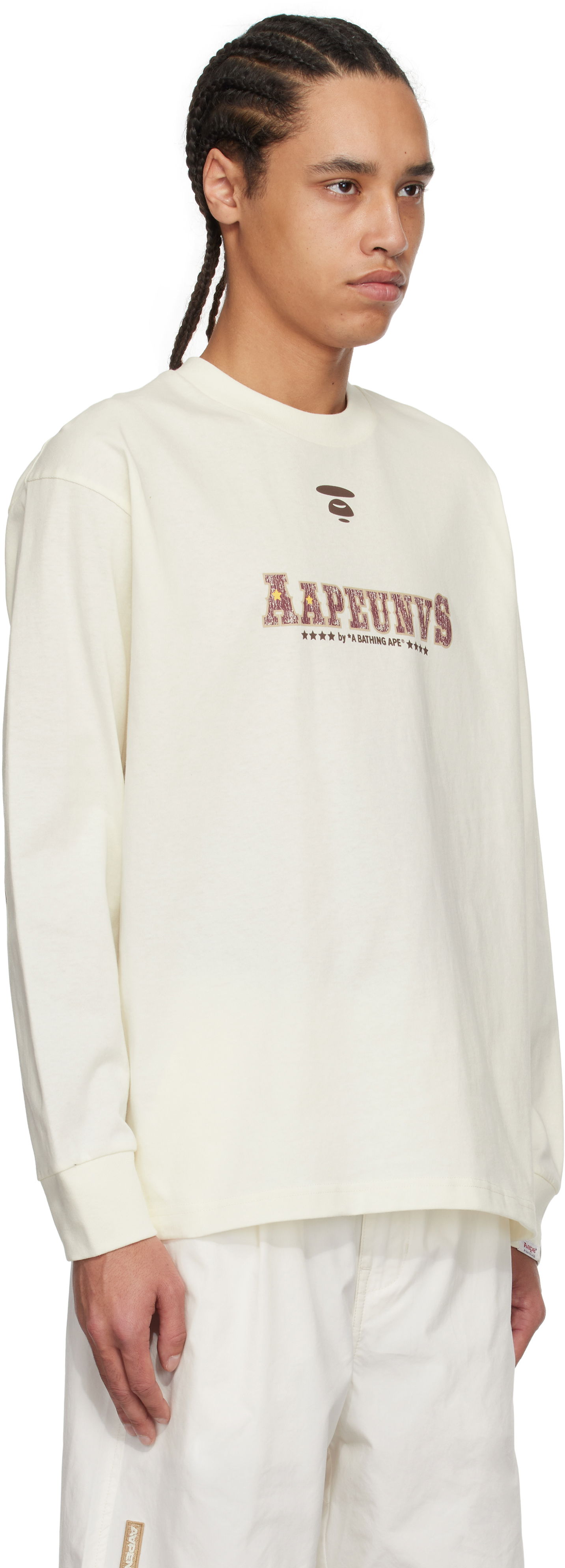 Mikina AAPE by A Bathing Ape AAPE by A Bathing Ape 'AAPE' Theme Long Sleeve T-Shirt Biela | AAPLTM1620XXNIVX, 1