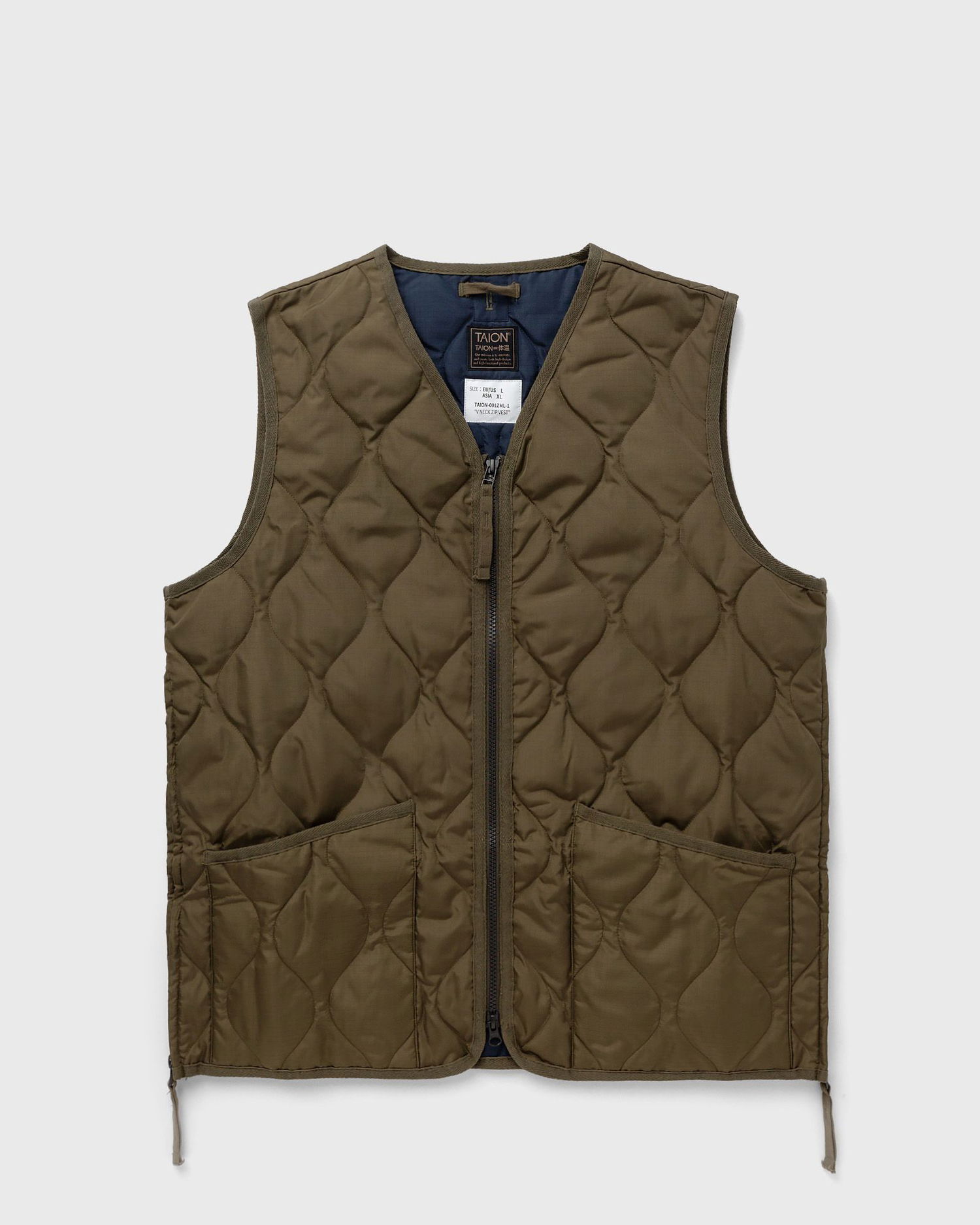 Vesta TAION MILITARY ZIP V-NECK DOWN VEST Zelené | TAION-001ZML-1-DOLIVE, 0
