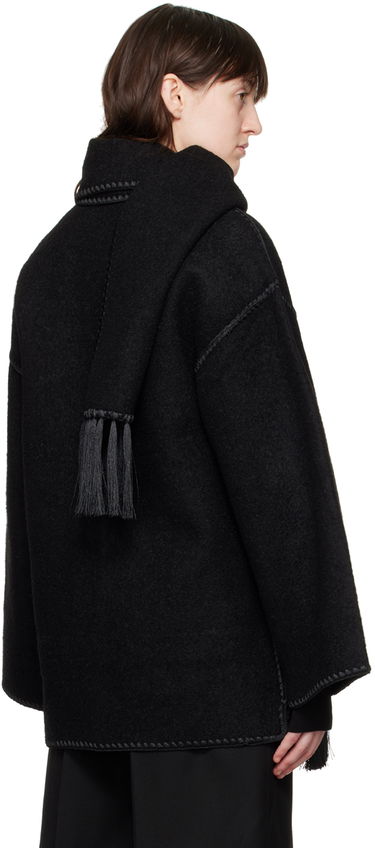 Bunda TOTEME TOTEME Embroidered Hooded Jacket with Fringed Scarf Čierna | 224-1018-201, 2