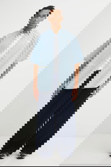 Košeľa AAPE by A Bathing Ape AAPE Now Relaxed Short-Sleeve Button-Down Denim Shirt Modrá | AAPSRM8515XXO, 4